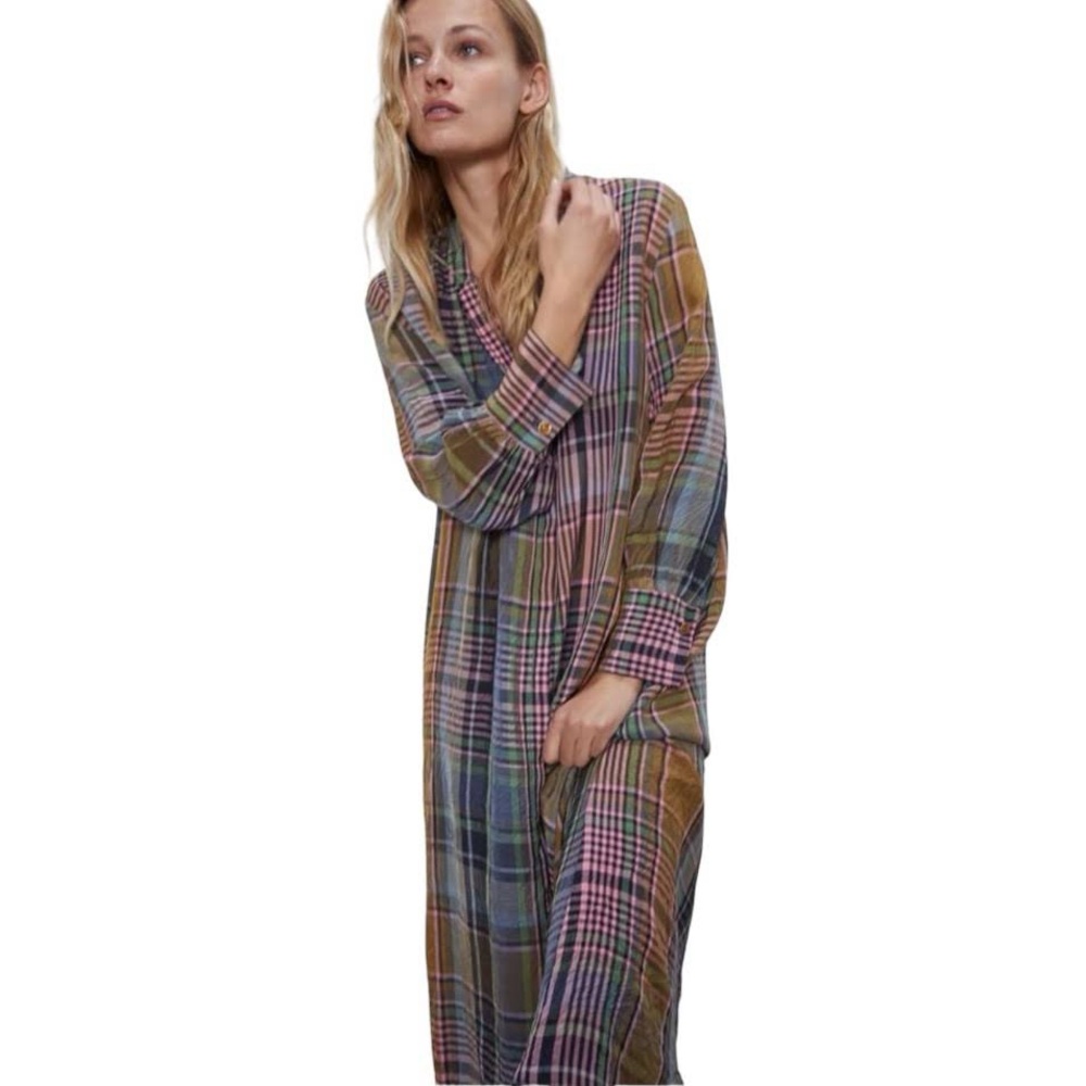 Zara Plaid midi dress - Size M